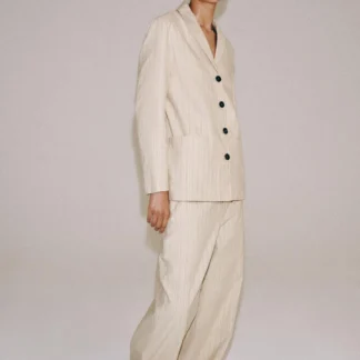 ZARA ZW COLLECTION STRIPED LINEN BLEND TROUSERS