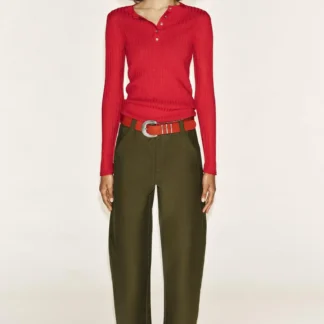 ZARA BUTTONED HENLEY T-SHIRT