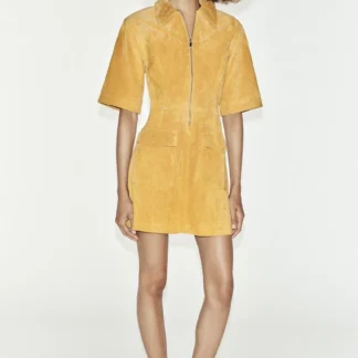 ZARA 100% LEATHER ZIP MINI DRESS