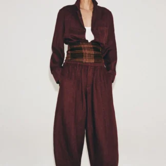 ZARA ZW COLLECTION 100% LINEN BARREL TROUSERS