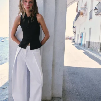 ZARA PEPLUM TOP WITH FROG FASTENING