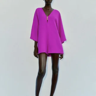 ZARA SHORT JUMPSUIT WITH WIDE SLEEVES