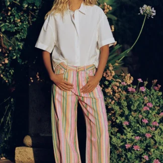 ZARA TRF MID-WAIST STRIPED BAGGY JEANS