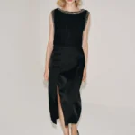 ZARA ZW COLLECTION SATIN SKIRT WITH FROG FASTENING