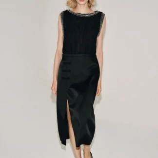 ZARA ZW COLLECTION SATIN SKIRT WITH FROG FASTENING