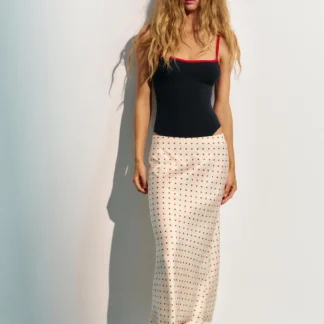 ZARA POLKA DOT SATIN MIDI SKIRT