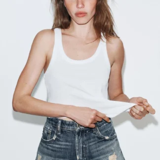 ZARA TRF HIGH-WAIST RIPPED DENIM SHORTS