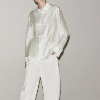 ZARA ZW COLLECTION SATIN SHIRT WITH FROG FASTENING