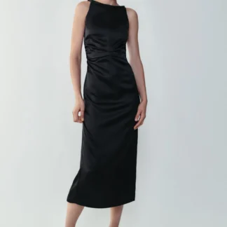ZARA DRAPED SATIN DRESS