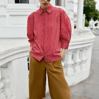 ZARA STRIPED PUFF SLEEVE SHIRT