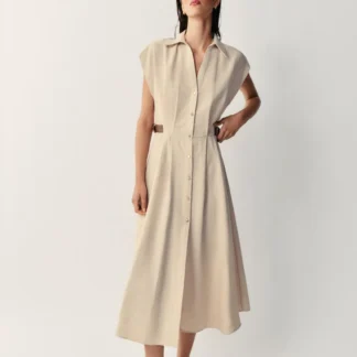 ZARA LINEN BLEND SHIRT DRESS