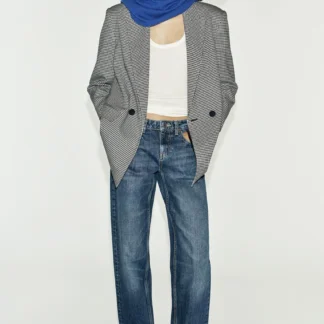ZARA OVERSIZE HOUNDSTOOTH DOUBLE-BREASTED BLAZER
