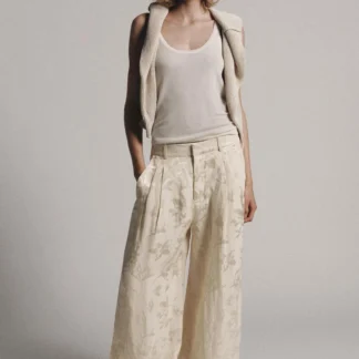 ZARA ZW COLLECTION JACQUARD LINEN BLEND TROUSERS