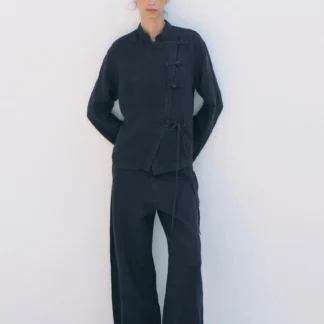 ZARA ZW COLLECTION 100% LINEN BARREL TROUSERS