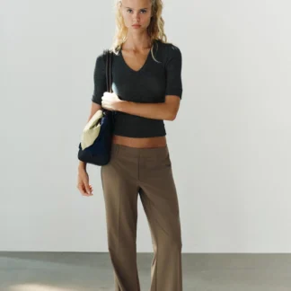 ZARA LOW-RISE STRAIGHT-LEG TROUSERS