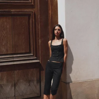 ZARA BUTTONED CORSETRY-INSPIRED TOP