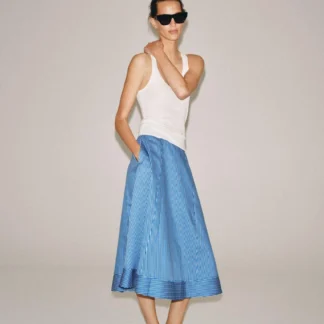 ZARA ZW COLLECTION STRIPED A-LINE SKIRT