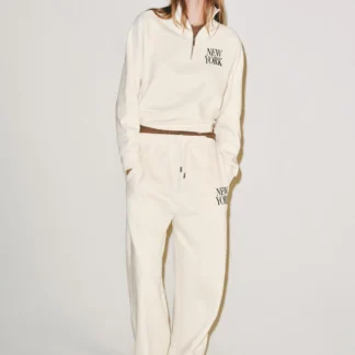 ZARA SLOGAN ZIP SWEATSHIRT