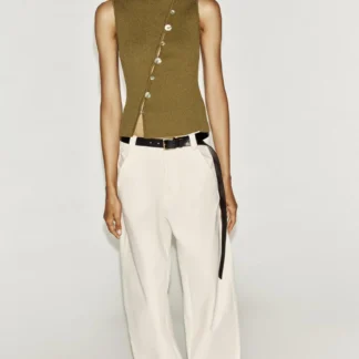 ZARA ASYMMETRIC BUTTONED KNIT TOP