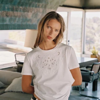 ZARA COTTON EMBROIDERED T-SHIRT
