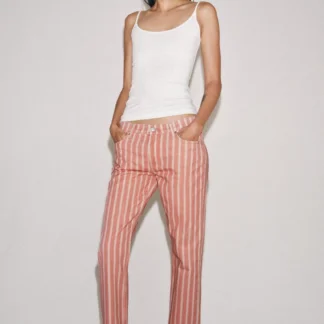 ZARA ZW COLLECTION STRIPED MID-WAIST SLIM FIT JEANS