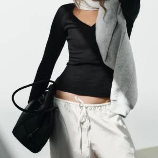 ZARA RIBBED LONG SLEEVE T-SHIRT