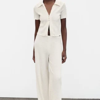 ZARA TEXTURED STRAIGHT-LEG TROUSERS