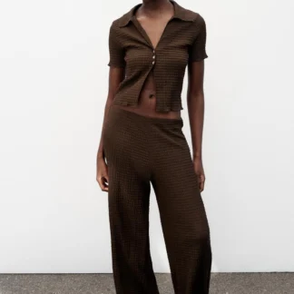 ZARA TEXTURED STRAIGHT-LEG TROUSERS