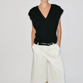ZARA COTTON V-NECK T-SHIRT