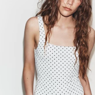 ZARA STRETCH BODYSUIT WITH SQUARE NECKLINE AND DOTS