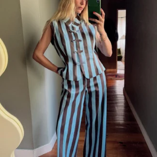 ZARA STRIPED STRAIGHT-LEG TROUSERS