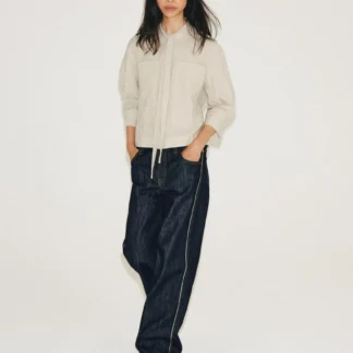 ZARA ZW COLLECTION LINEN BLEND SHIRT WITH TIE DETAIL