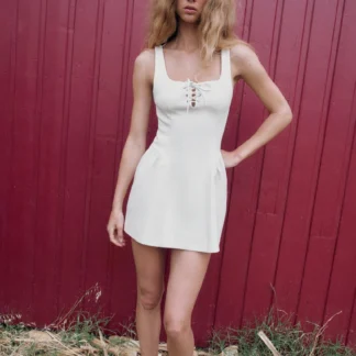 ZARA VOLUMINOUS LACE-UP MINI DRESS