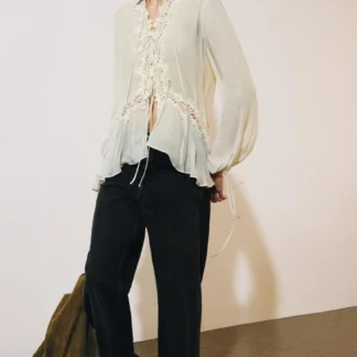 ZARA ZW COLLECTION EMBROIDERED LACE BLOUSE