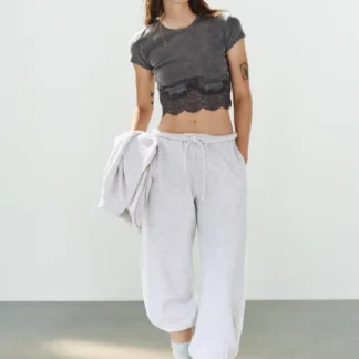 ZARA CROPPED LACE T-SHIRT