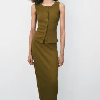 ZARA STRAIGHT RIBBED SKIRT