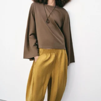 ZARA COTTON T-SHIRT WITH WIDE SLEEVES