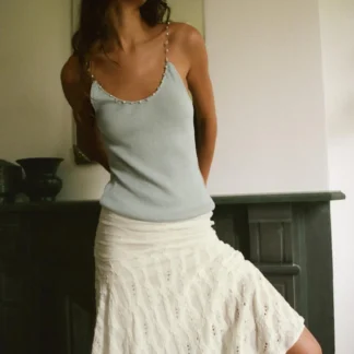 ZARA BEADED RIBBED TOP