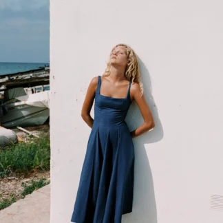 ZARA POPELIN GODET MIDI DRESS