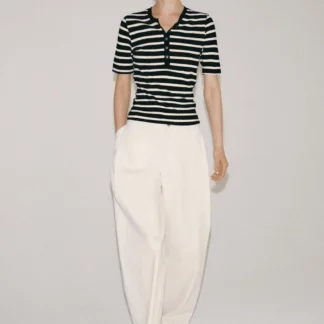 ZARA LINEN BLEND BUTTON-UP T-SHIRT