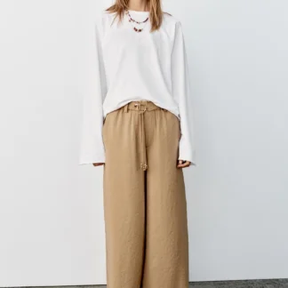 ZARA STRAIGHT LEG TROUSERS WITH BELT