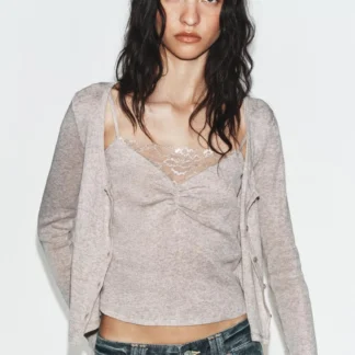 ZARA CONTRAST JACKET WITH LACE TOP