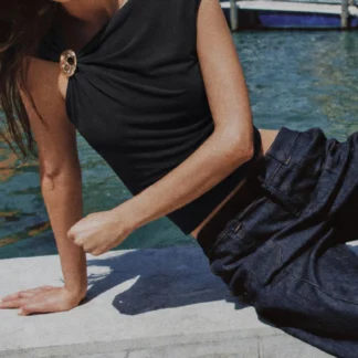 ZARA DRAPED TOP WITH EMBELLISHMENT
