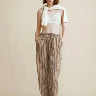 ZARA STRIPED LINEN BLEND TROUSERS CREATED BY CARAMEL LONDON X ZARA