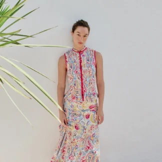 ZARA PRINTED TOP WITH CUTWORK EMBROIDERY