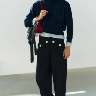 ZARA STRAIGHT-LEG TROUSERS WITH CONTRAST BUTTONS