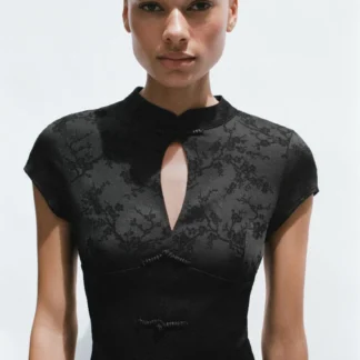 ZARA JACQUARD TOP WITH FROG FASTENING