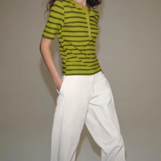 ZARA LINEN BLEND BUTTON T-SHIRT