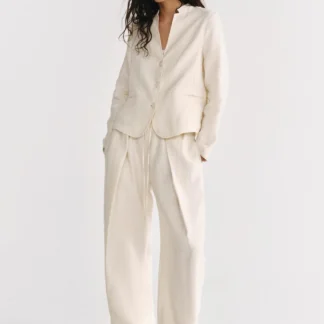 ZARA ZW COLLECTION 100% LINEN PLEATED TROUSERS