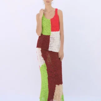 ZARA COLOUR BLOCK KNIT MIDI SKIRT
